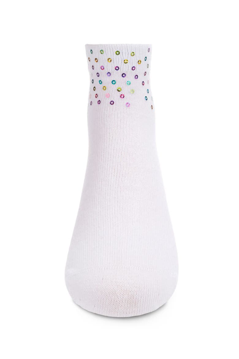 Multicolor Sequin Anklet Sock, Alternate, color, White