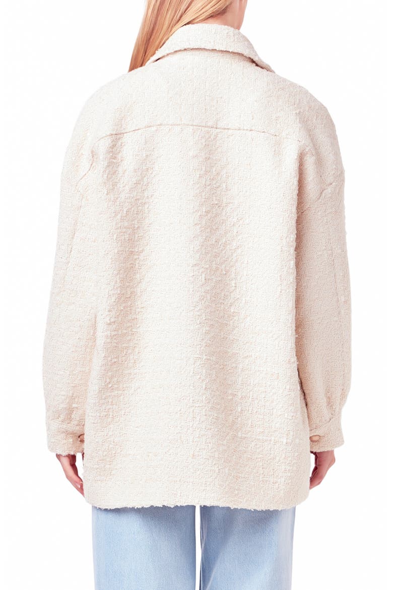 Tweed Button-Up Shirt Jacket, Alternate, color, IVORY