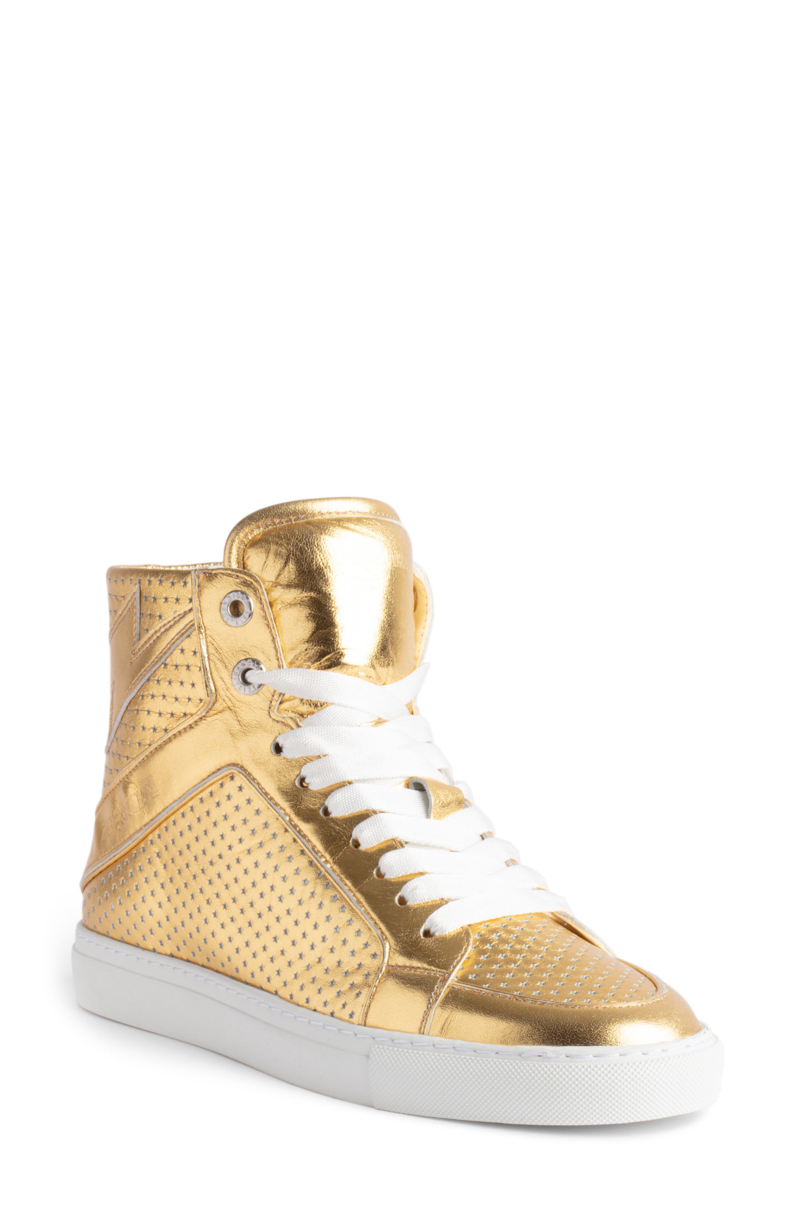 Zadig & Voltaire Flash Metallic High Top Sneaker, Main, color, 