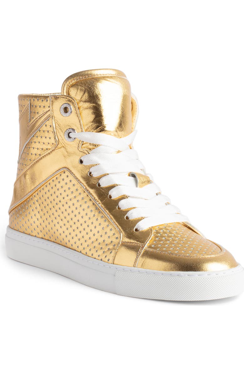 Zadig & Voltaire Flash Metallic High Top Sneaker, Main, color,