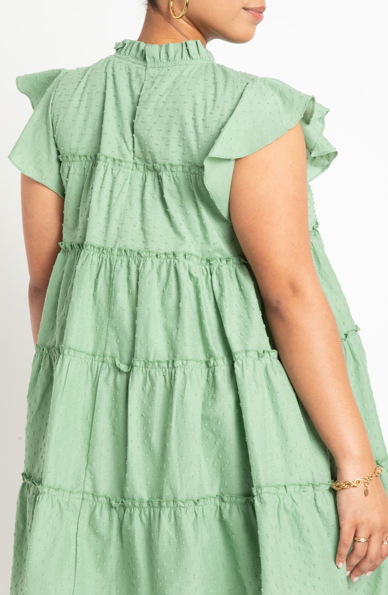 ELOQUII Swiss Dot Cotton Babydoll Dress, Alternate, color,