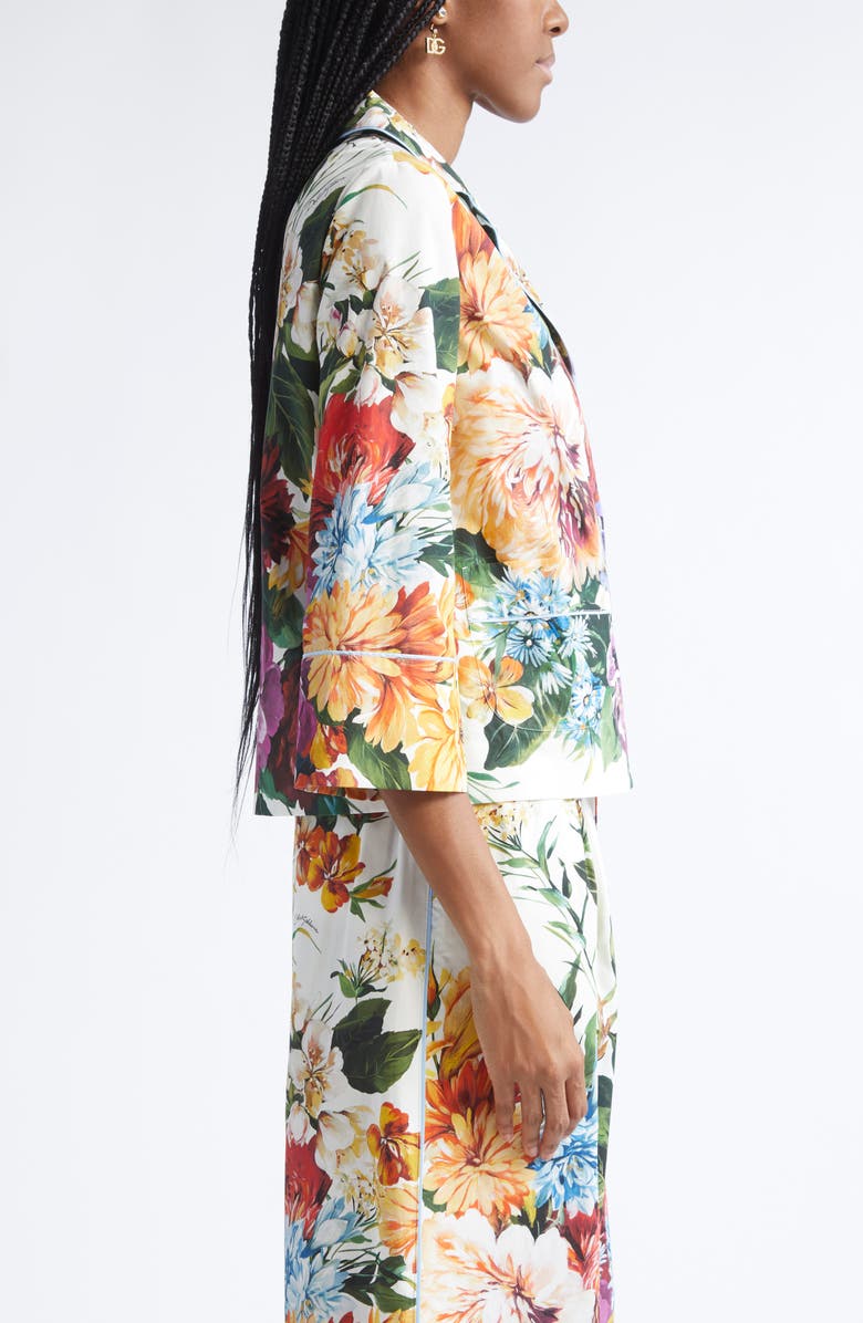Dolce&Gabbana Floral Button-Up Top, Alternate, color, Ha5pc B.fiori Cret. F.bco