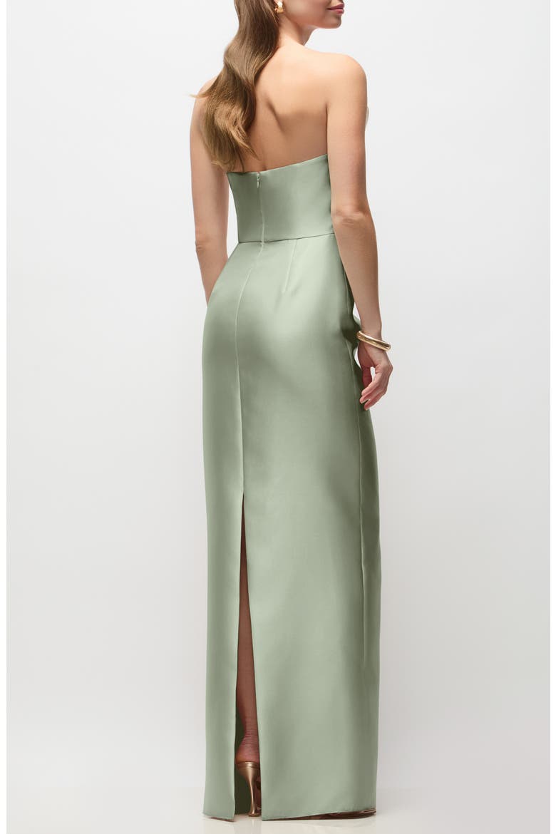 Rebecca Strapless Satin Column Gown, Alternate, color, SAGE
