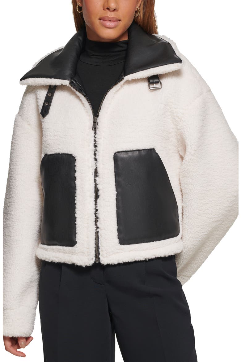 Reversible Faux Shearling Jacket, Main, color, BLK CREAM