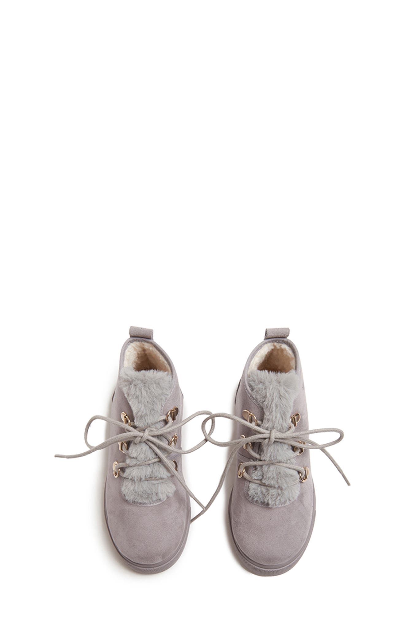 Faux Shearling Lined Bootie Sneaker, Alternate, color, GREY