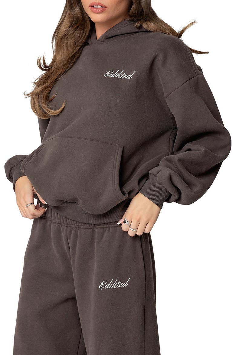 We're Edikted Logo Hoodie, Alternate, color, DARK-GRAY