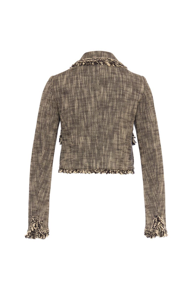 Cotton Jacket With Palm Embroidery And Fringes, Alternate, color, Black / Sand