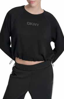 DKNY Bungee Hem Crewneck Crop Sweatshirt