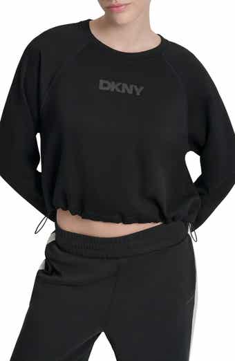 DKNY Bungee Hem Crewneck Crop Sweatshirt