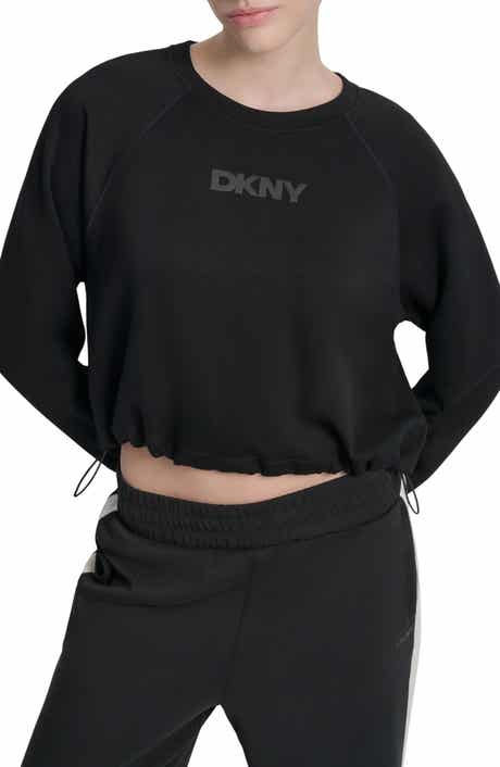 DKNY Bungee Hem Crewneck Crop Sweatshirt