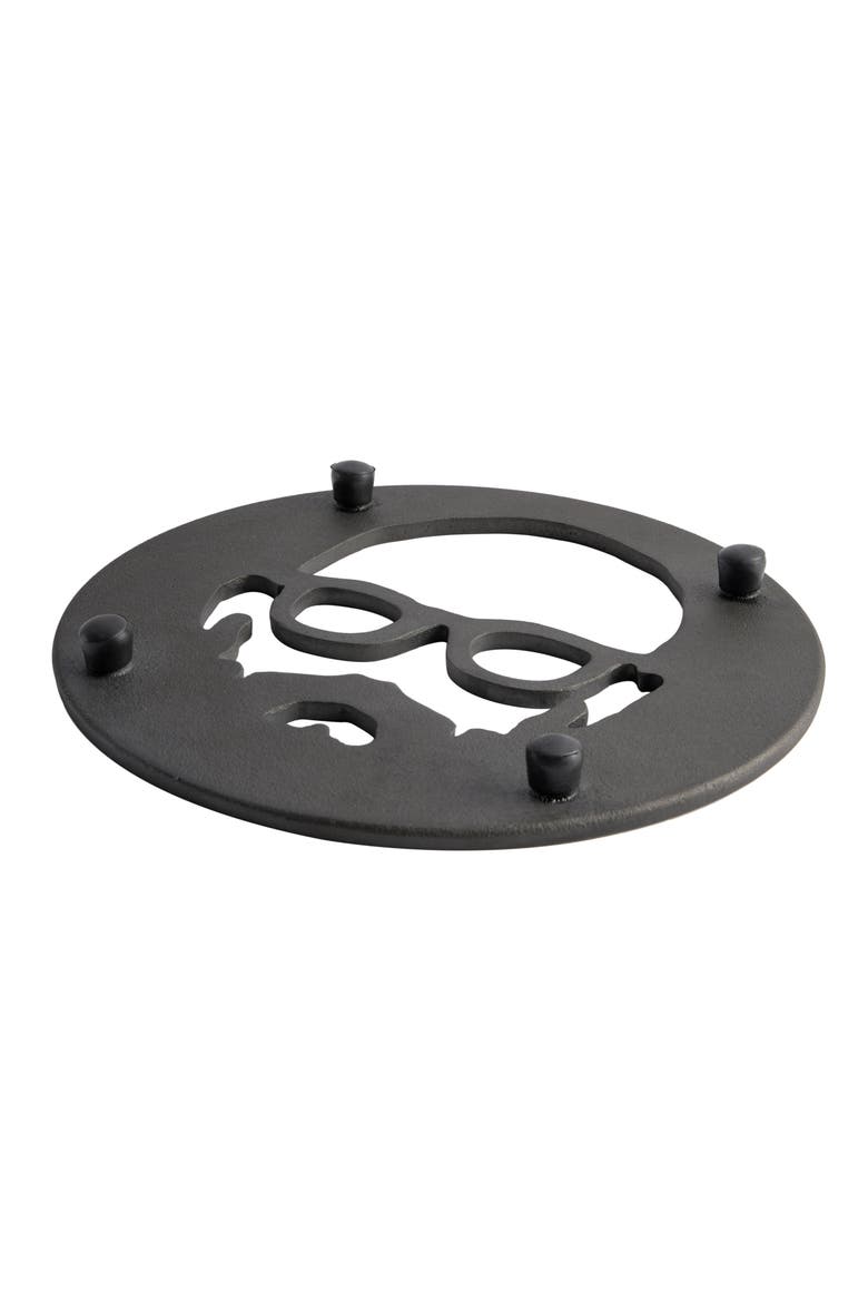 8 Inch Round Cast Iron Trivet in Black, Alternate, color, Black