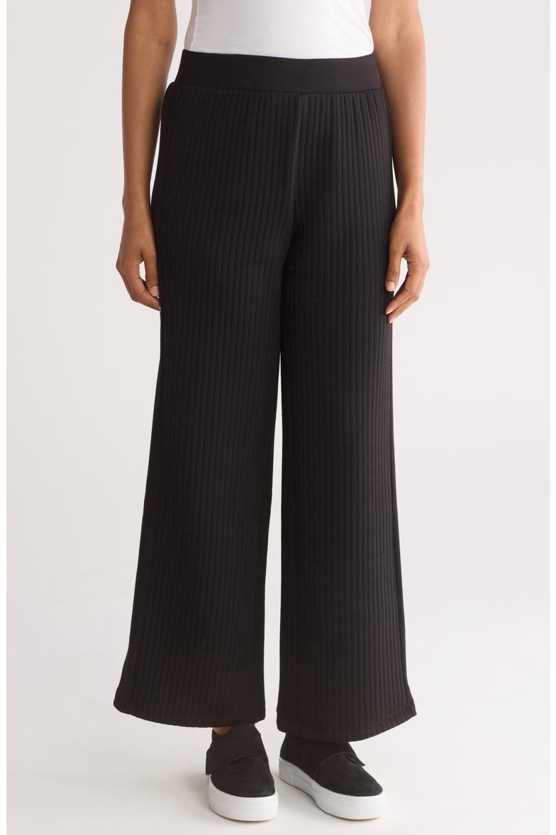 Ribbed Pull-On Pants, Main, color, BLACK