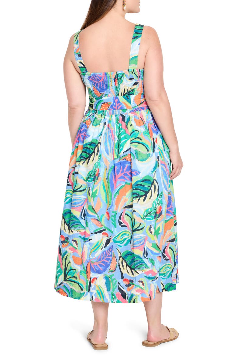 Sophie Island Beat Cotton Midi Sundress, Alternate, color, BLUE MULTI