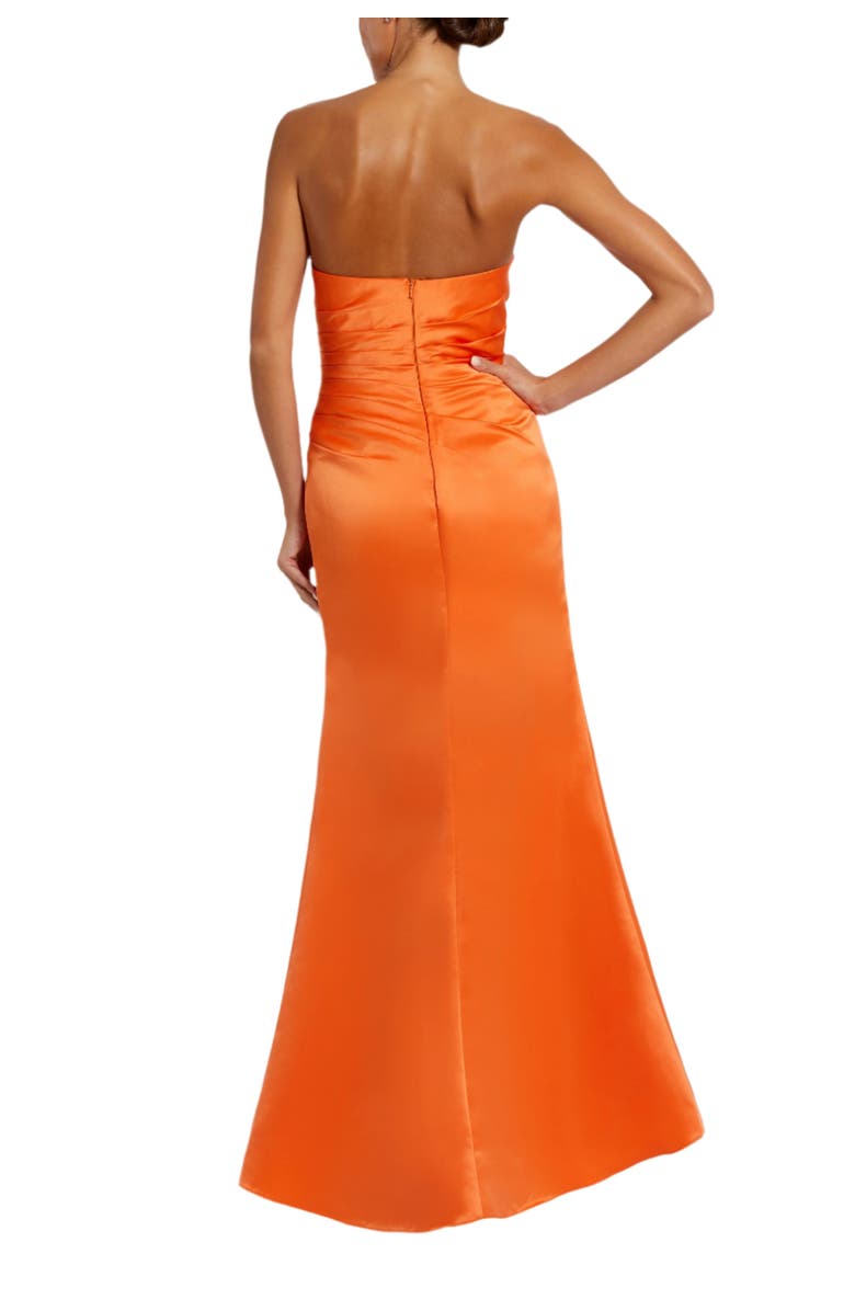 Mac Duggal Strapless Gathered High Slit Gown, Alternate, color, Sherbet