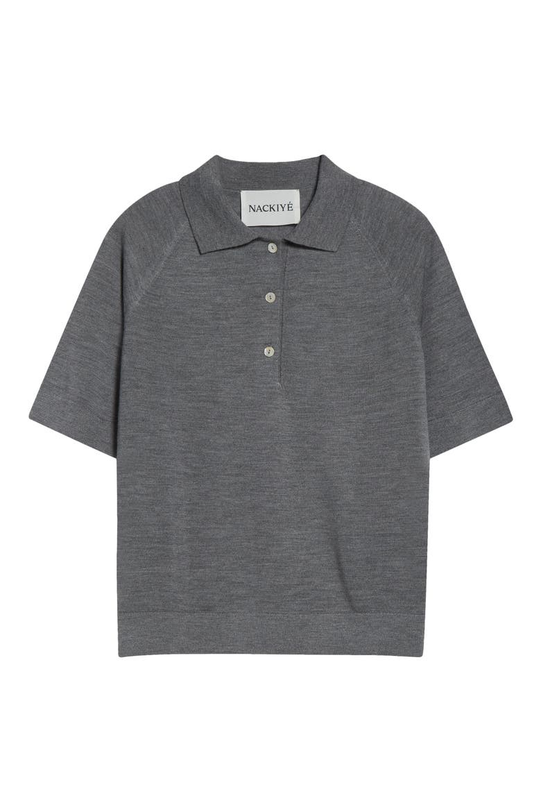 Virgin Wool & Silk Polo, Alternate, color, GRIS