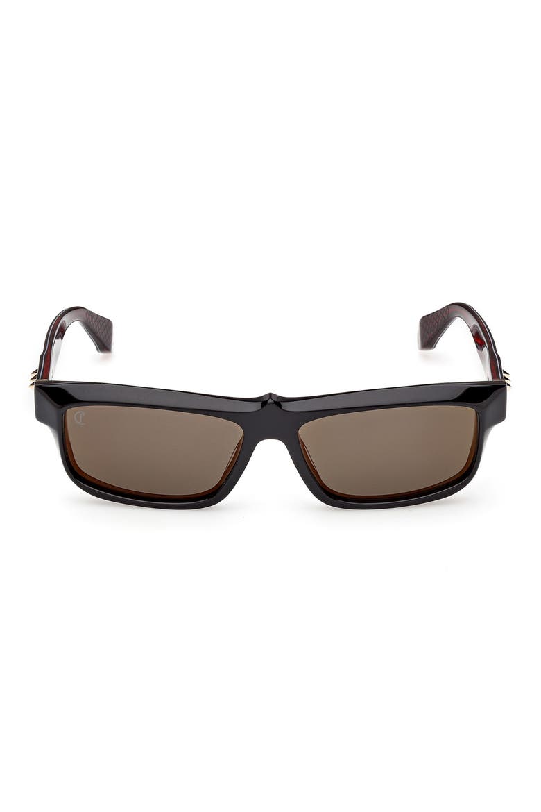 57mm Square Sunglasses, Main, color, BLACK / RED GUNMETAL / GOLD
