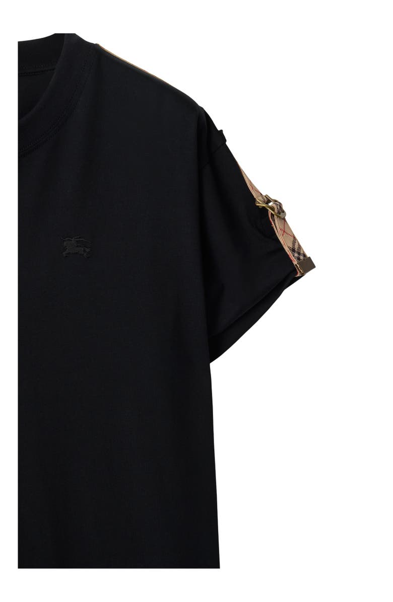 Burberry Check Trim Cotton T-shirt Dress, Alternate, color, Black