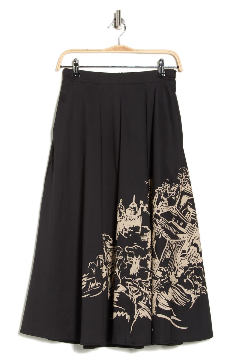 T Tahari Poplin Full Midi Skirt, Alternate, color, Villa Print