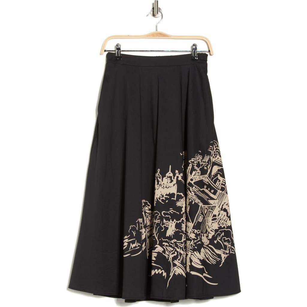 T Tahari Poplin Full Midi Skirt In Black