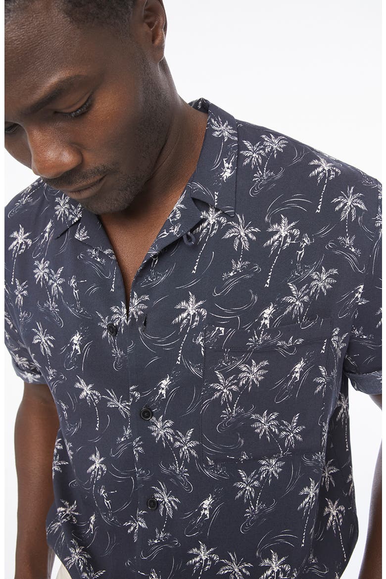 Regular Fit Tropical Short Sleeve Button-Up Camp Shirt, Alternate, color, NOIR MULTI