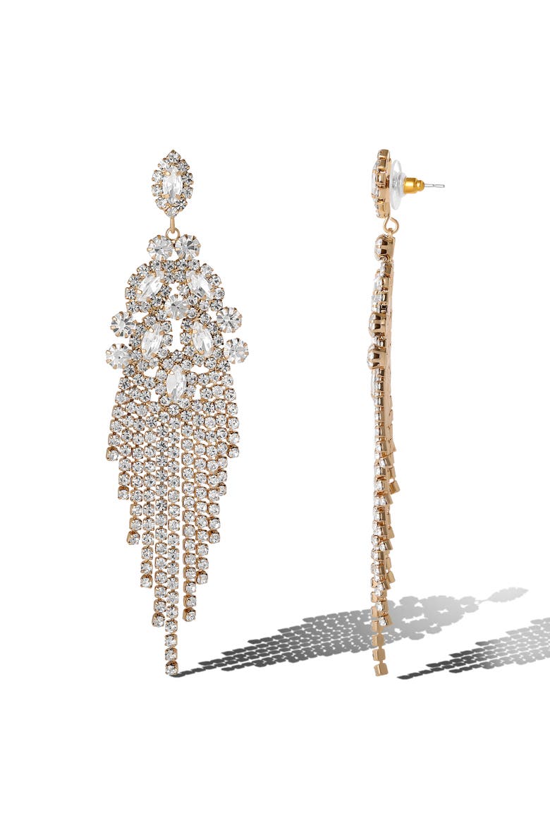 Crystal Fan Drop Earrings in Silver-Tone, Alternate, color, Silver