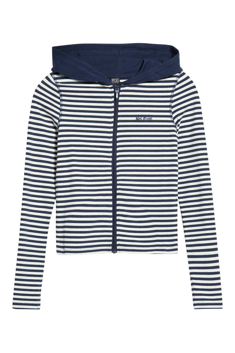 Bekki Stripe Zip Velour Hoodie, Alternate, color, BLACK STRIPE