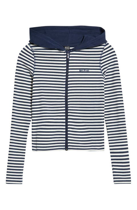 Bekki Stripe Zip Velour Hoodie