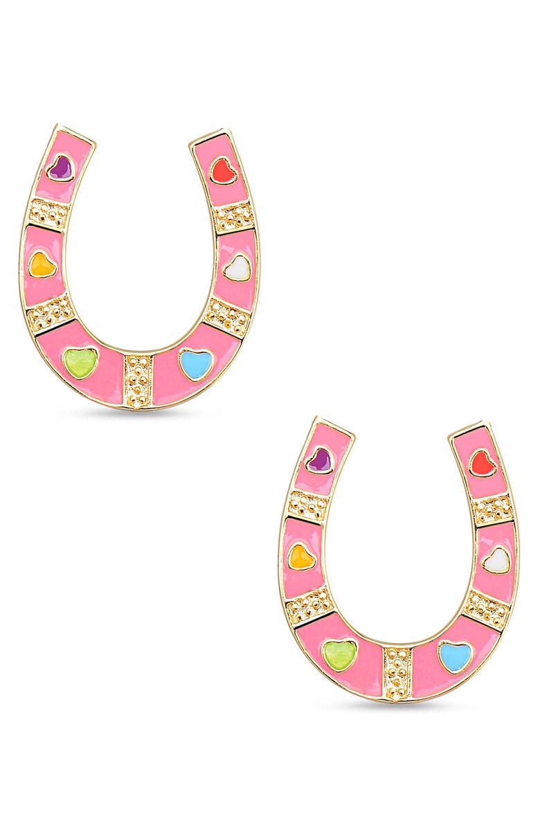 Lily Nily Kids' Horseshoe Stud Earrings, Main, color, Pink