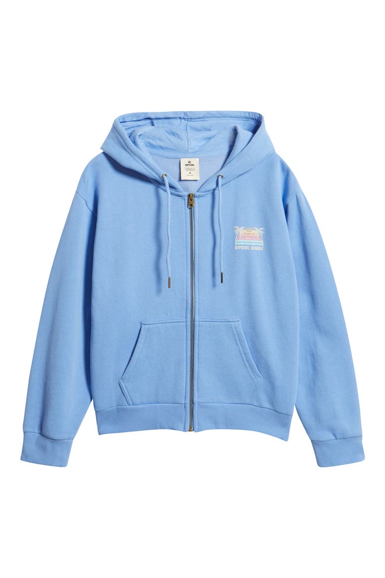 Aloha Zip-Up Fleece Hoodie, Alternate, color, CORNFLOWER BLUE HAW