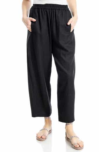 MAX STUDIO Crop Linen Blend Barrel Leg Pants