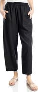 MAX STUDIO Crop Linen Blend Barrel Leg Pants