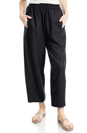 Shop Max Studio Crop Linen Blend Barrel Leg Pants