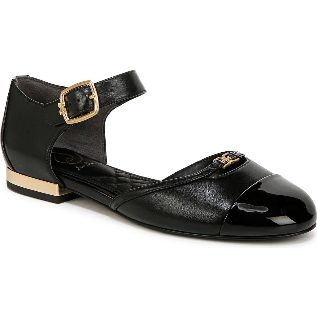 Sam Edelman Rylie Cap Toe Mary Jane Flat Black Patent In Black