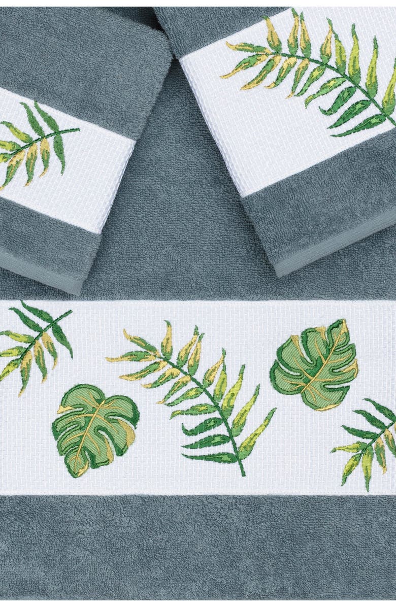 Linum Home Textiles Zoe 3-Piece Embellished Towel Set - Teal, Alternate, color, Teal