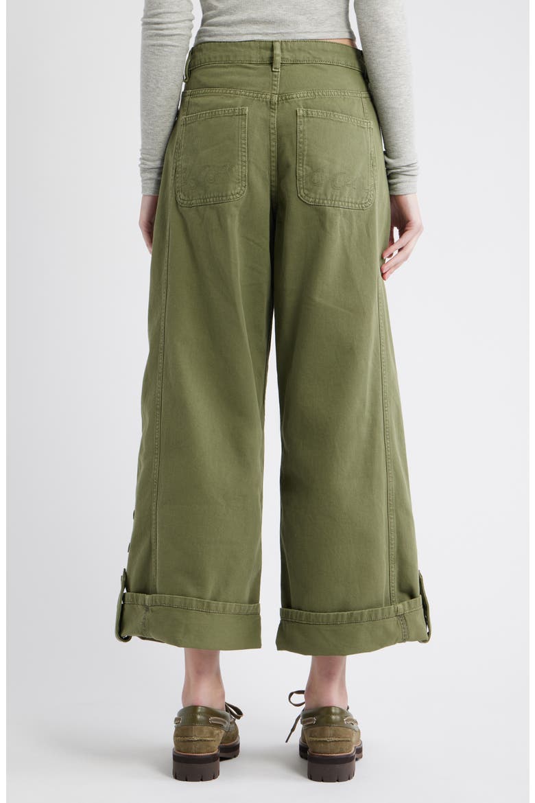 Wylie Button Cuff Wide Leg Organic Cotton Jeans, Alternate, color, KHAKI