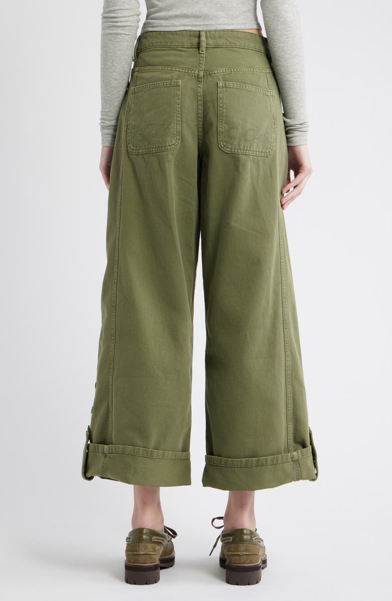 Damson Madder Wylie Button Cuff Wide Leg Organic Cotton Jeans, Alternate, color, Khaki