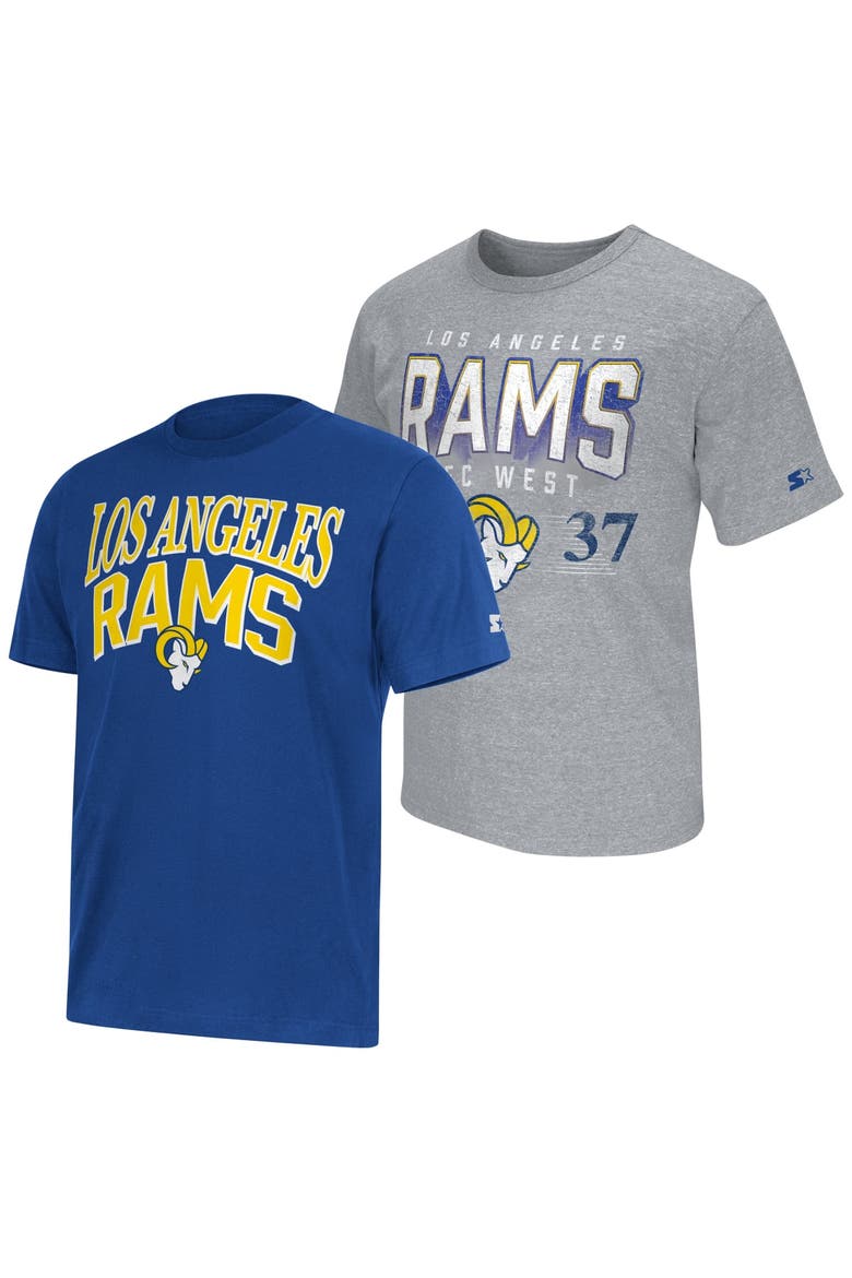 Men's Starter  Royal/Heather Gray Los Angeles Rams Two-Pack Logo T-Shirt Set, Main, color, Royal