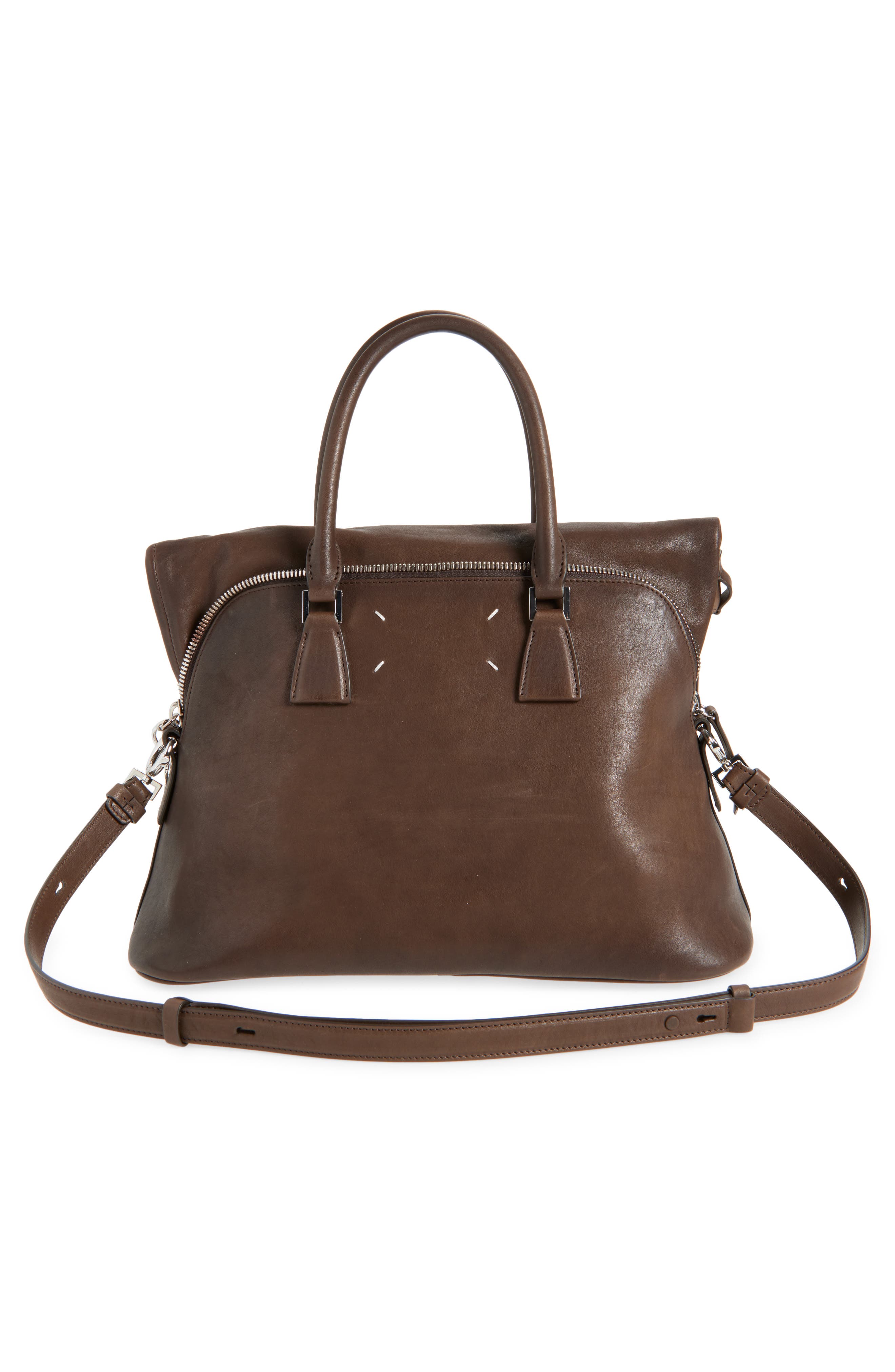 Maison Margiela Medium 5AC Loved To Death Leather Tote, Alternate, color, Ebene