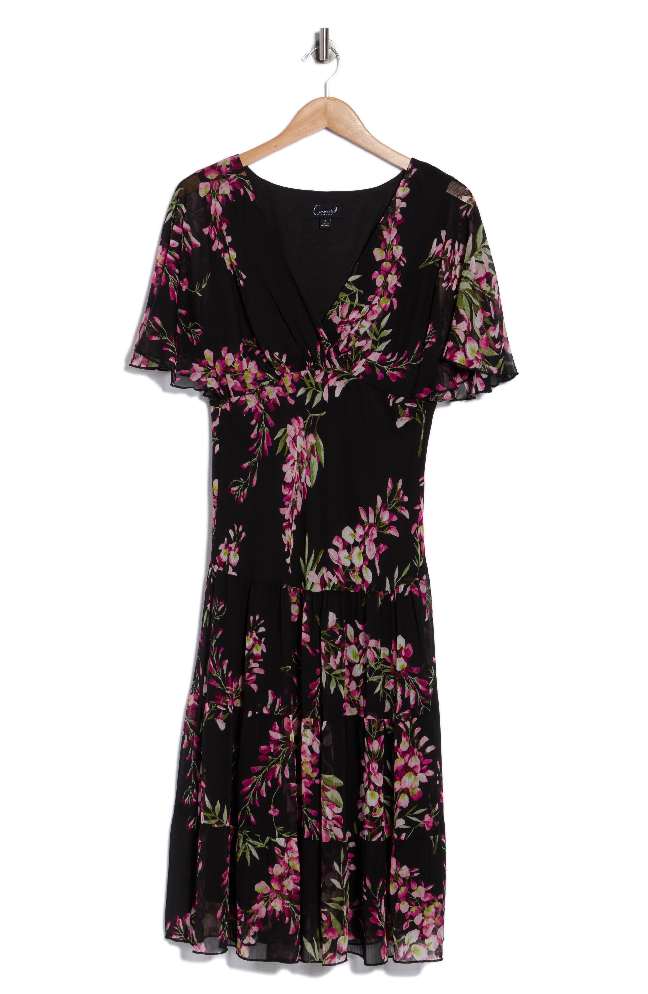 Connected Apparel Yoryu Flutter Sleeve Dress