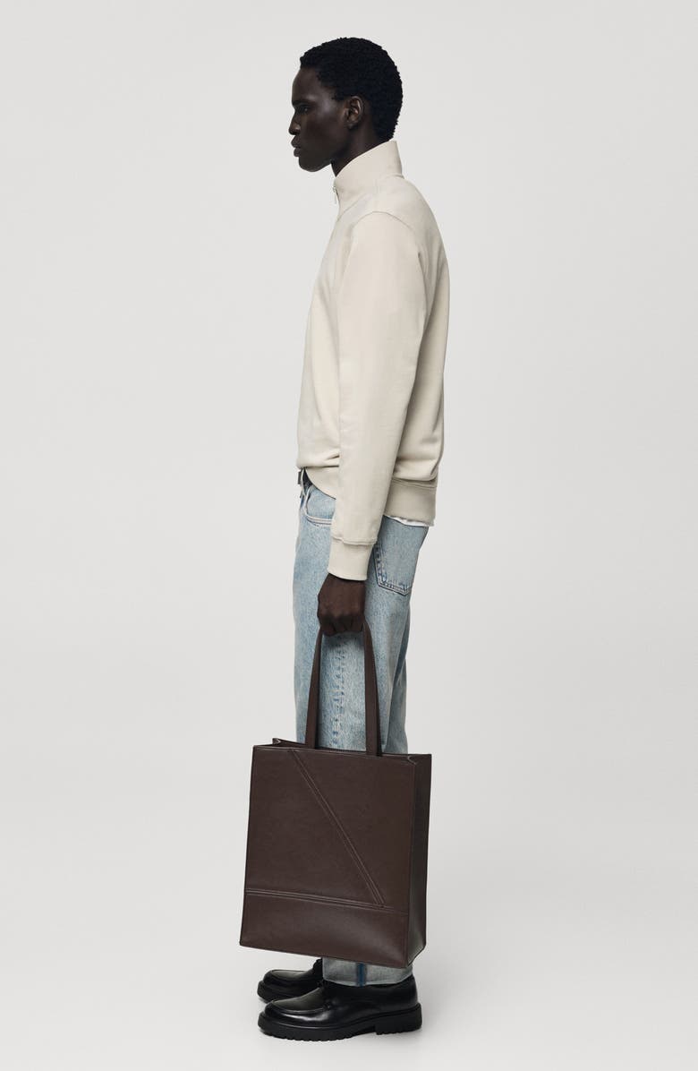 MANGO Regular Fit Half Zip Cotton Sweatshirt, Alternate, color, Ice Grey