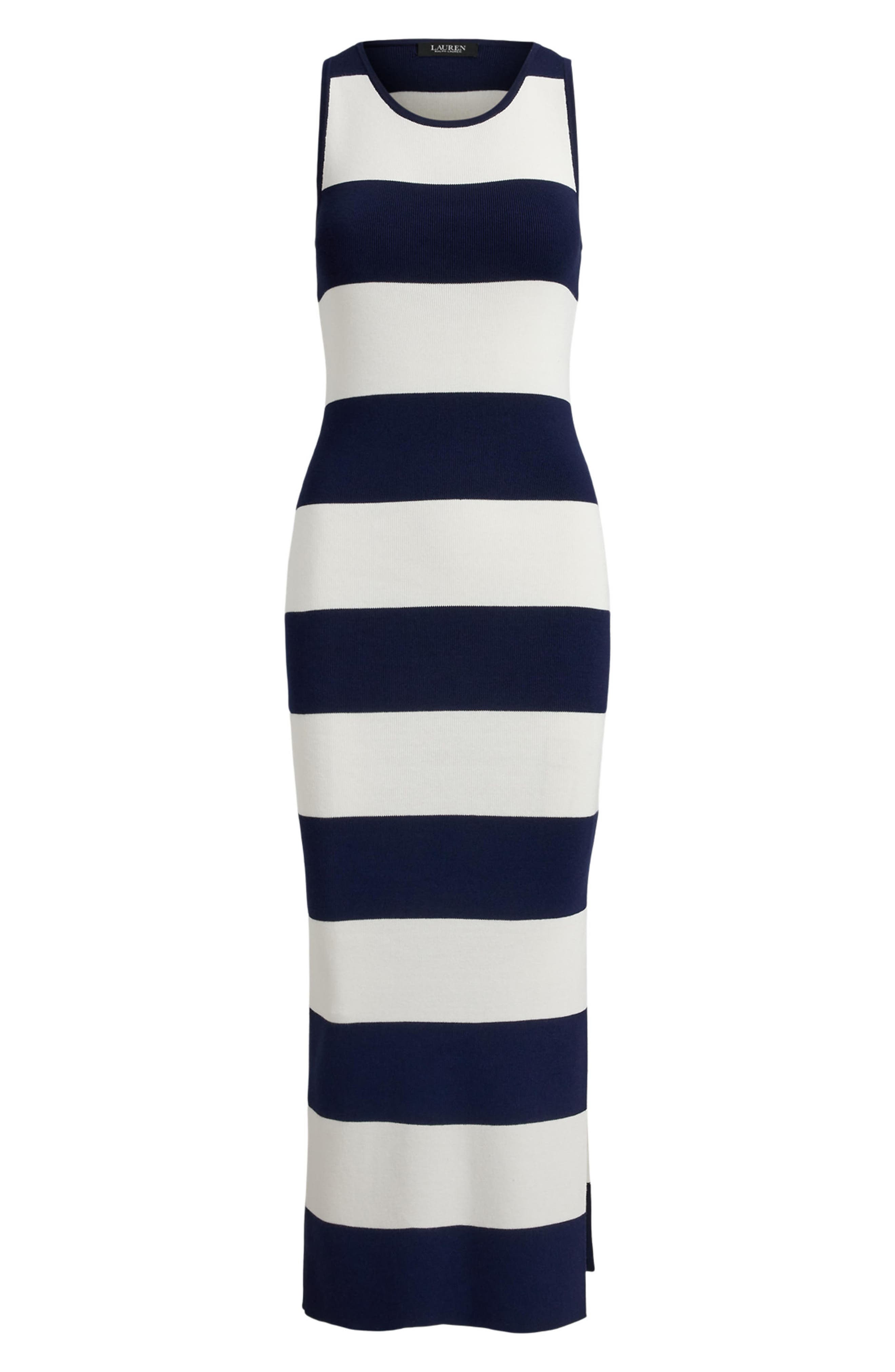 midi sky stripe tank dress Playful Mood Striped Midi Sweater Tank Dress - Sky/Teal