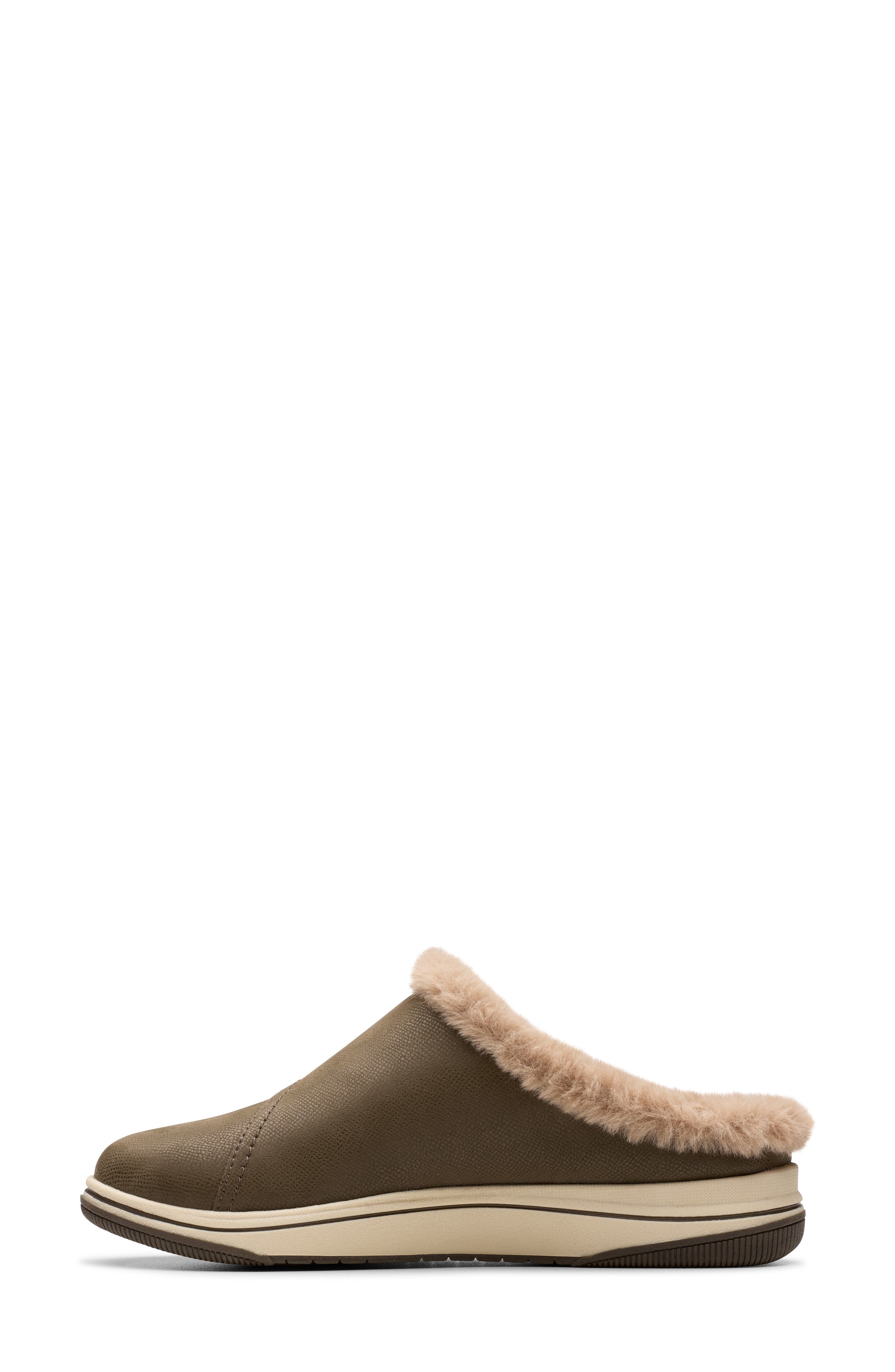 Clarks<sup>®</sup> Breeze Myth Faux Fur Lined Slipper - Wide Width Available, Alternate, color, Dark Olive