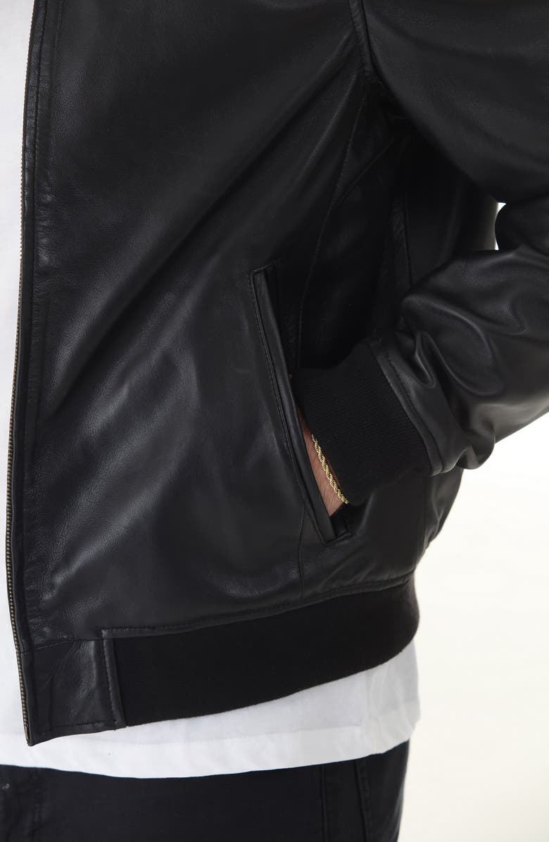 Missani Le Collezioni Lambskin Leather Baseball Jacket, Alternate, color, Black