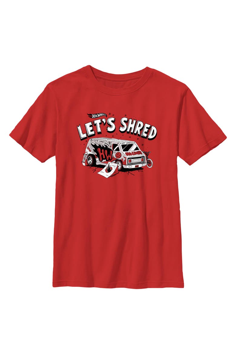 Boy's Hot Wheels Let's Shred Cartoon  Graphic T-Shirt, Main, color, Red