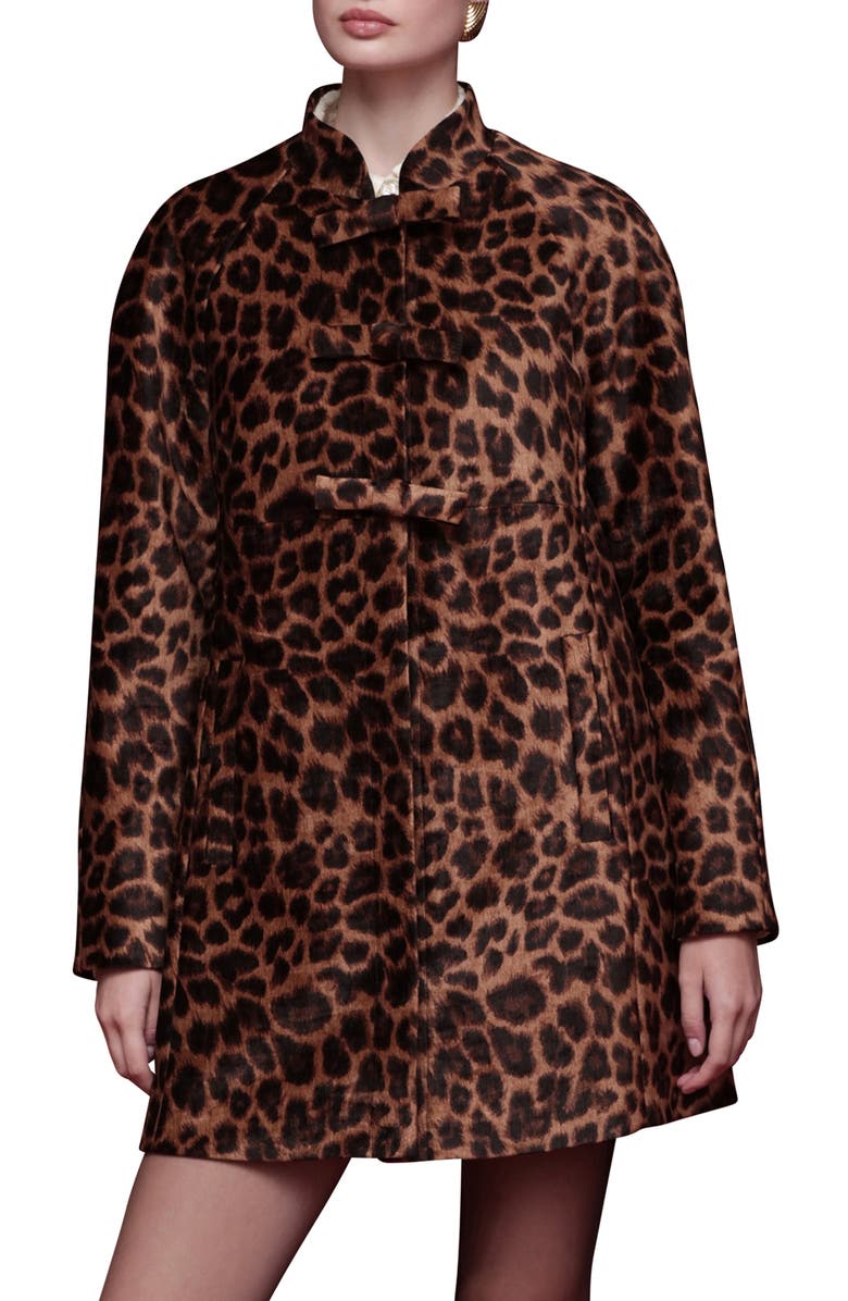 Avec Les Filles Leopard Print A-Line Jacket, Main, color, Leopard