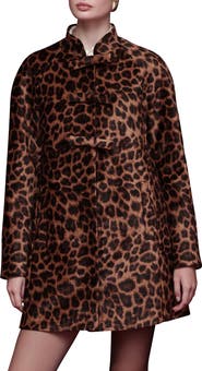 Avec Les Filles Leopard Print A-Line Jacket