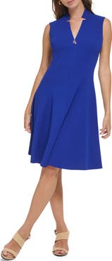 Calvin Klein Sleeveless Zip Front Fit & Flare Dress
