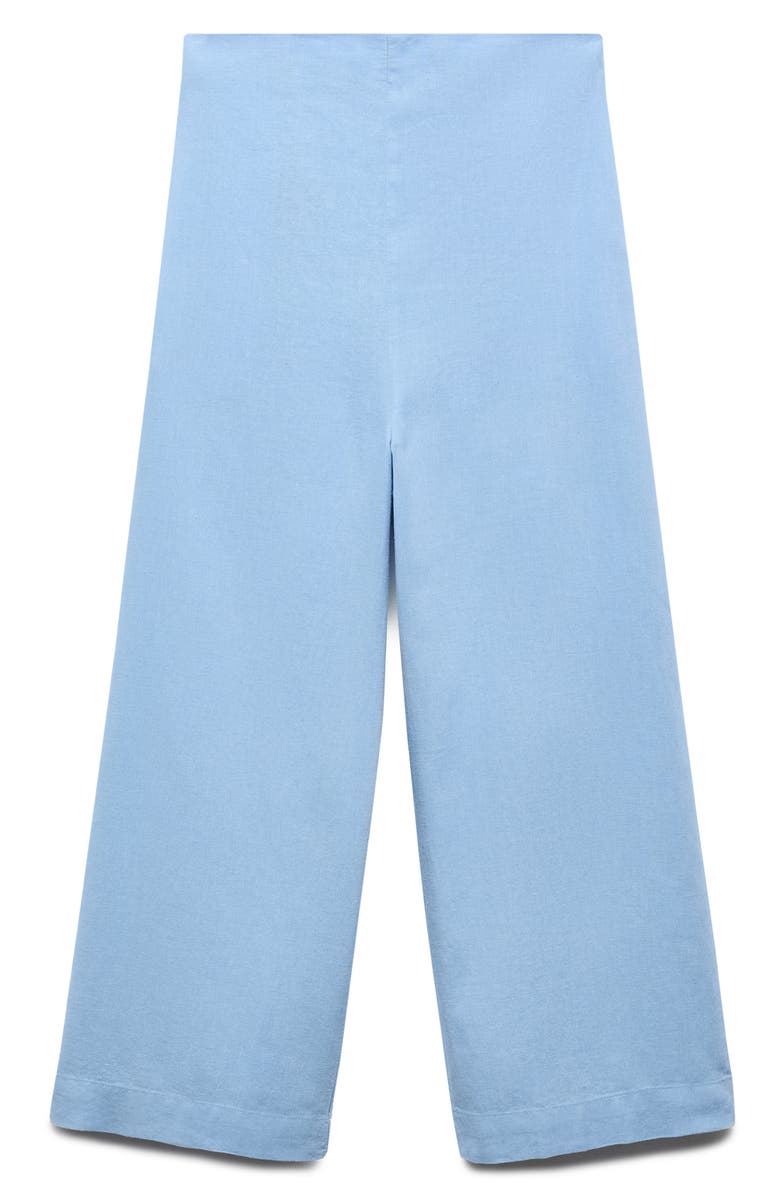 MANGO Linen Blend Crop Wide Leg Pants, Alternate, color, Sky Blue