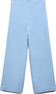 MANGO Linen Blend Crop Wide Leg Pants