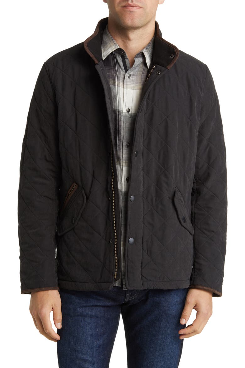 Bowden Quilted Nylon Jacket, Main, color, BLACK